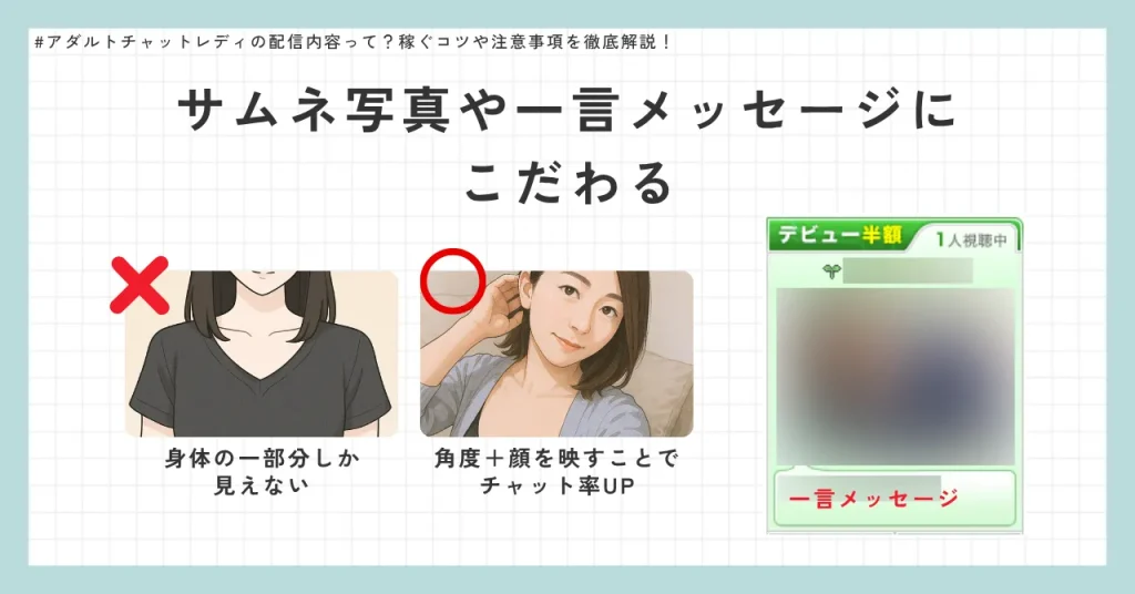 サムネイルや一言メッセージを工夫する