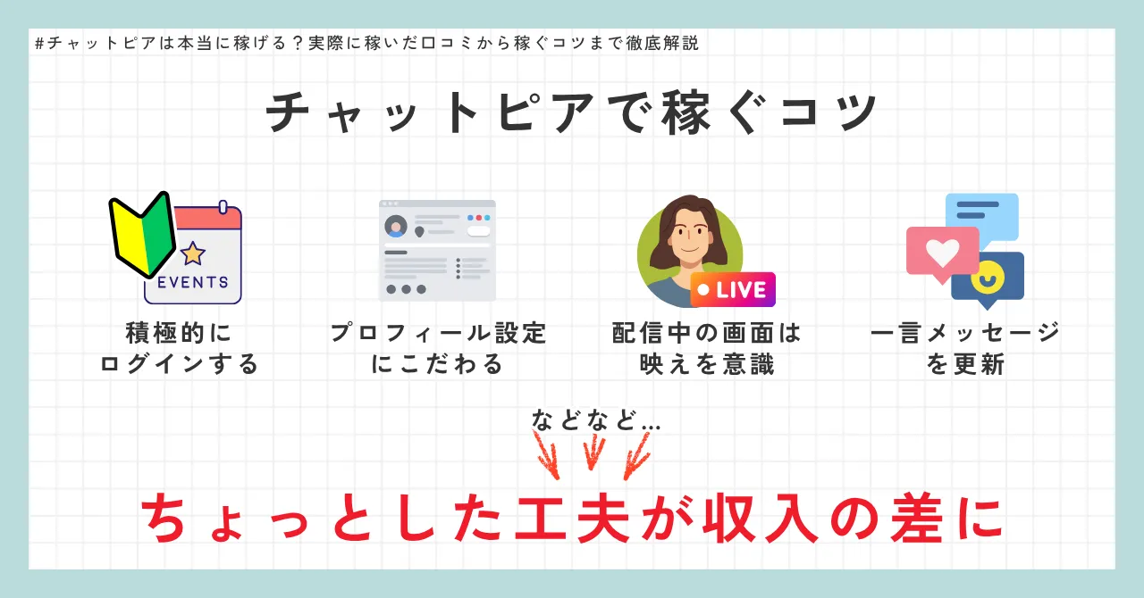 チャットピアで稼ぐコツ【事務所のマル秘テク】