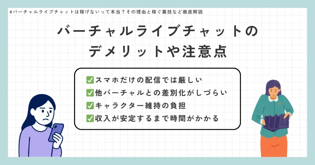 バーチャルライブチャットのデメリットや注意点