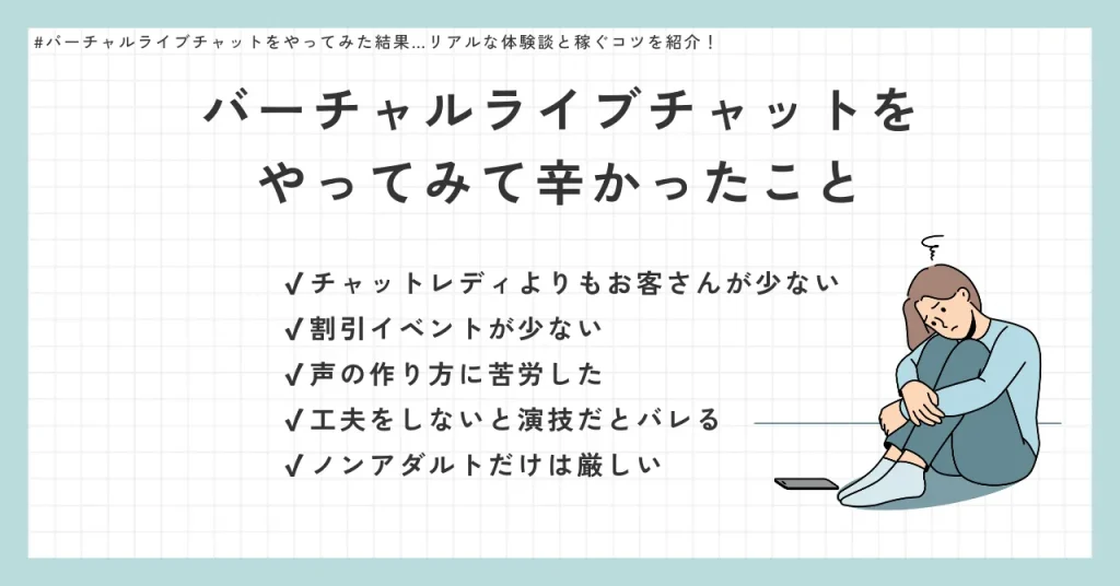 バーチャルライブチャットをやってみて辛かったこと