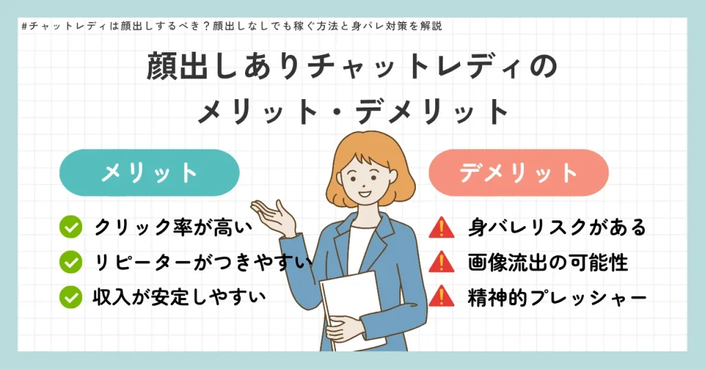 顔出しありチャットレディのメリット・デメリ